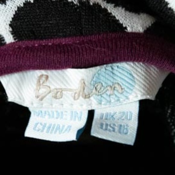 Boden White w Black Polkadots Jersey Tunic womens 16 - Picture 5 of 16